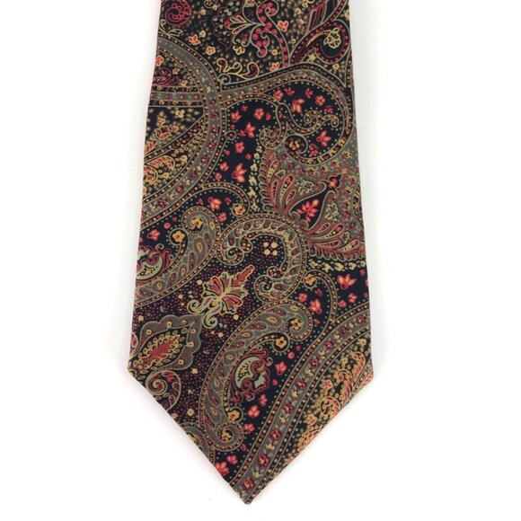 Damon Multicolor 100% Silk Mens Tie Necktie Geometric Floral Design - Picture 1 of 6